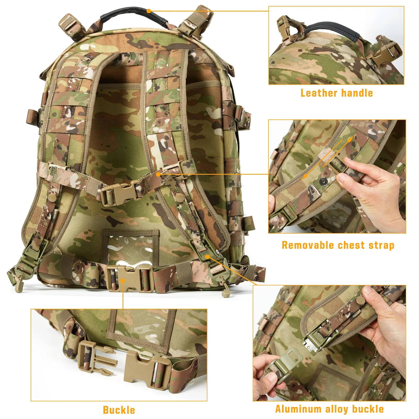 Akmax MOLLE 2 Backpack, Assault 3 Day Pack, Medium Rucksack Multicam Camo OCP