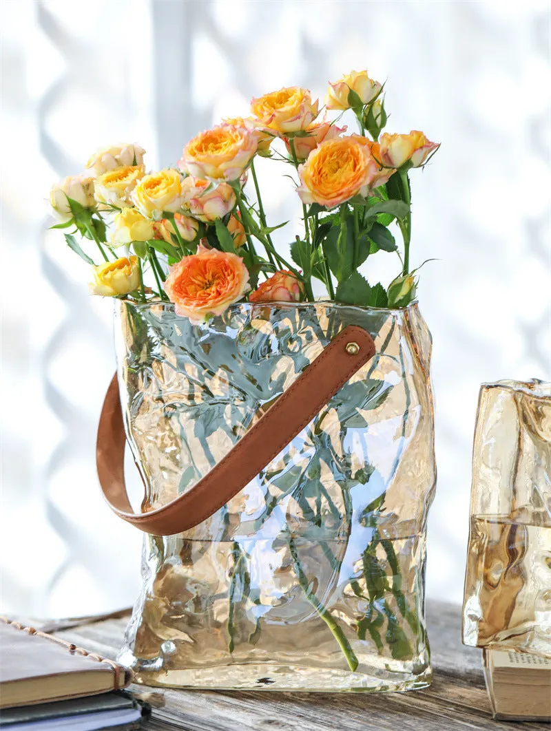 Aqua Elegance Handbag Glass Vase