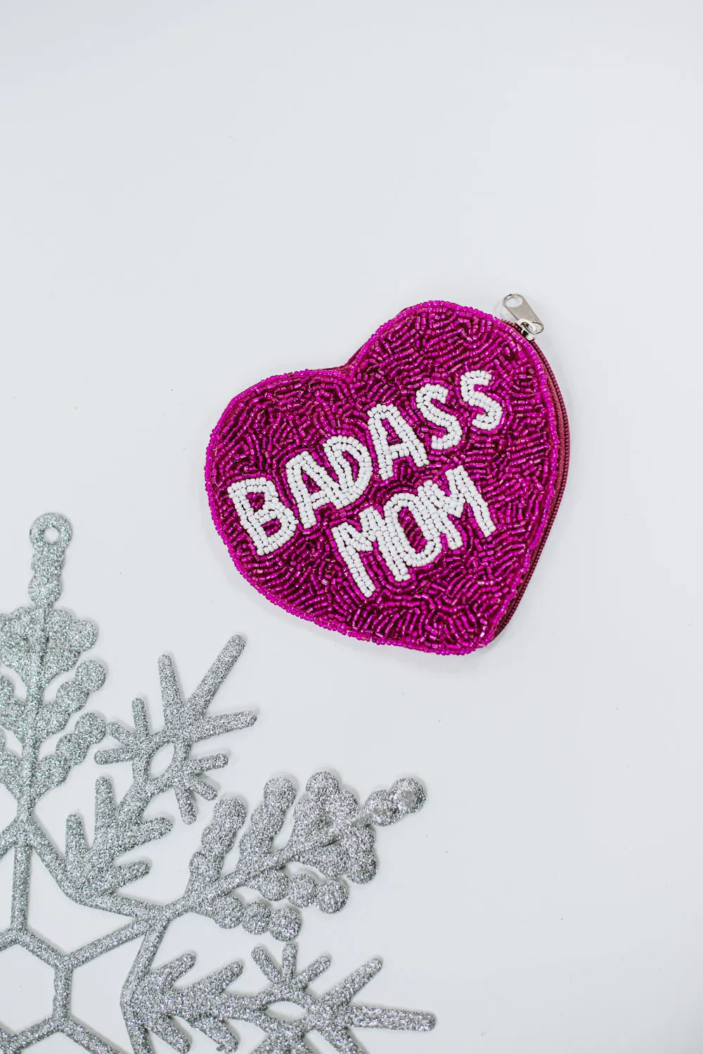 Badass Mom Coin Purse, Hot Pink