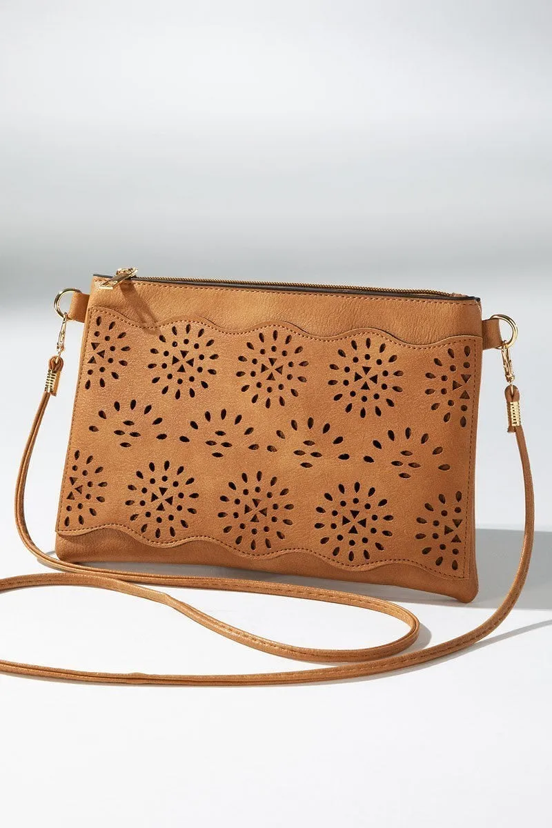 Bag026 Laser Cutout Shoulder Bag Tan