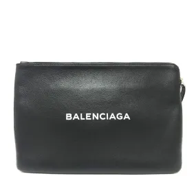 BALENCIAGA Clutch bag 492467 leather black logo shopping mens Used Authentic