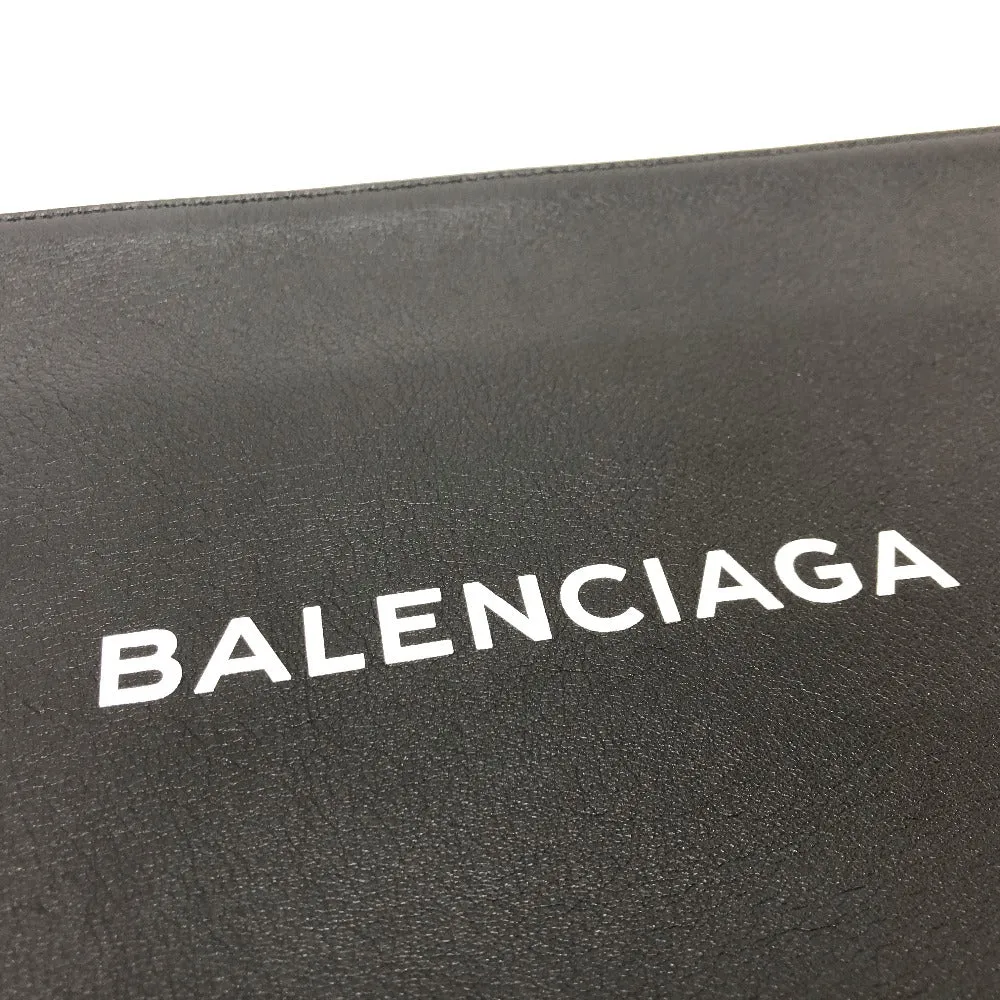 BALENCIAGA Clutch bag 492467 leather black logo shopping mens Used Authentic