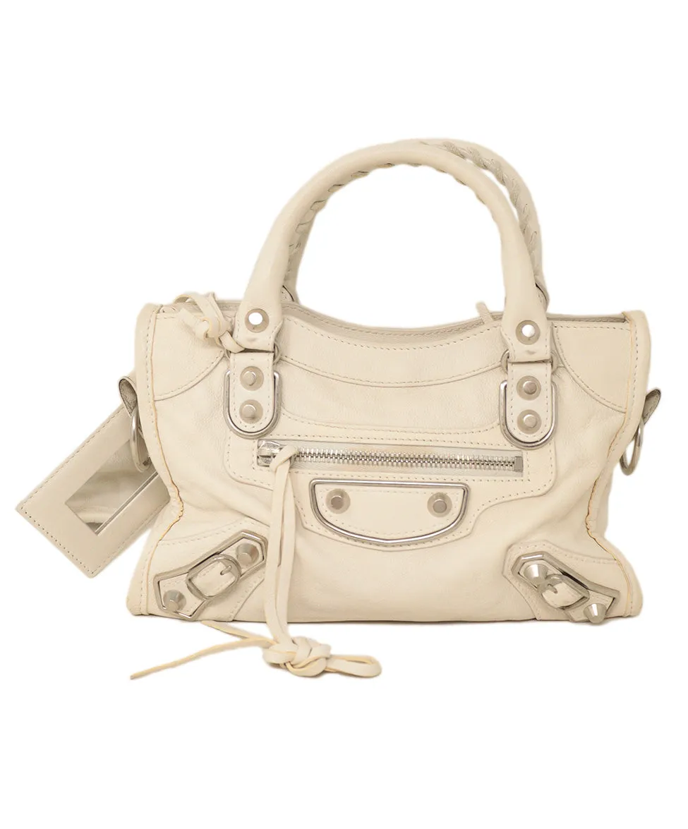 Balenciaga White Mini City Classic Shoulder Bag