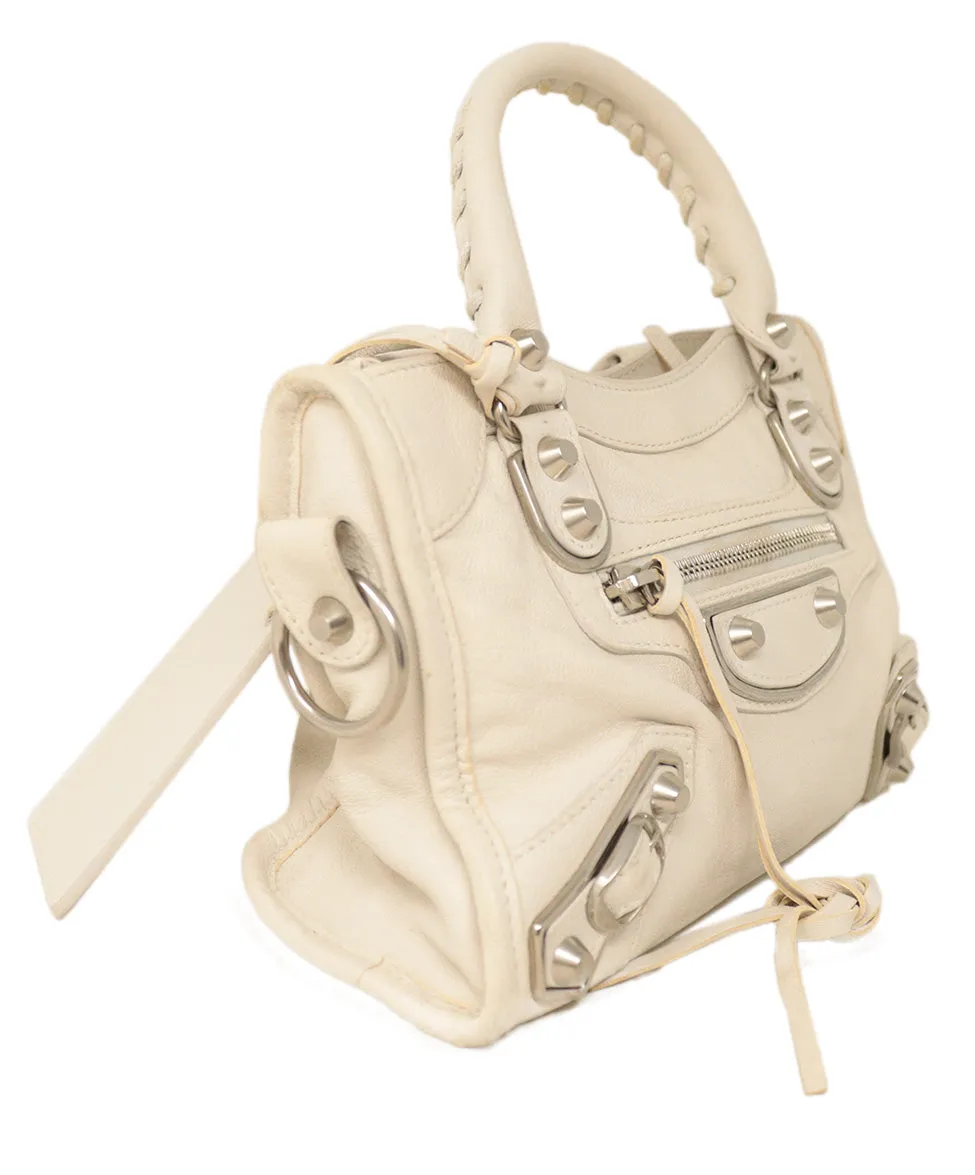 Balenciaga White Mini City Classic Shoulder Bag