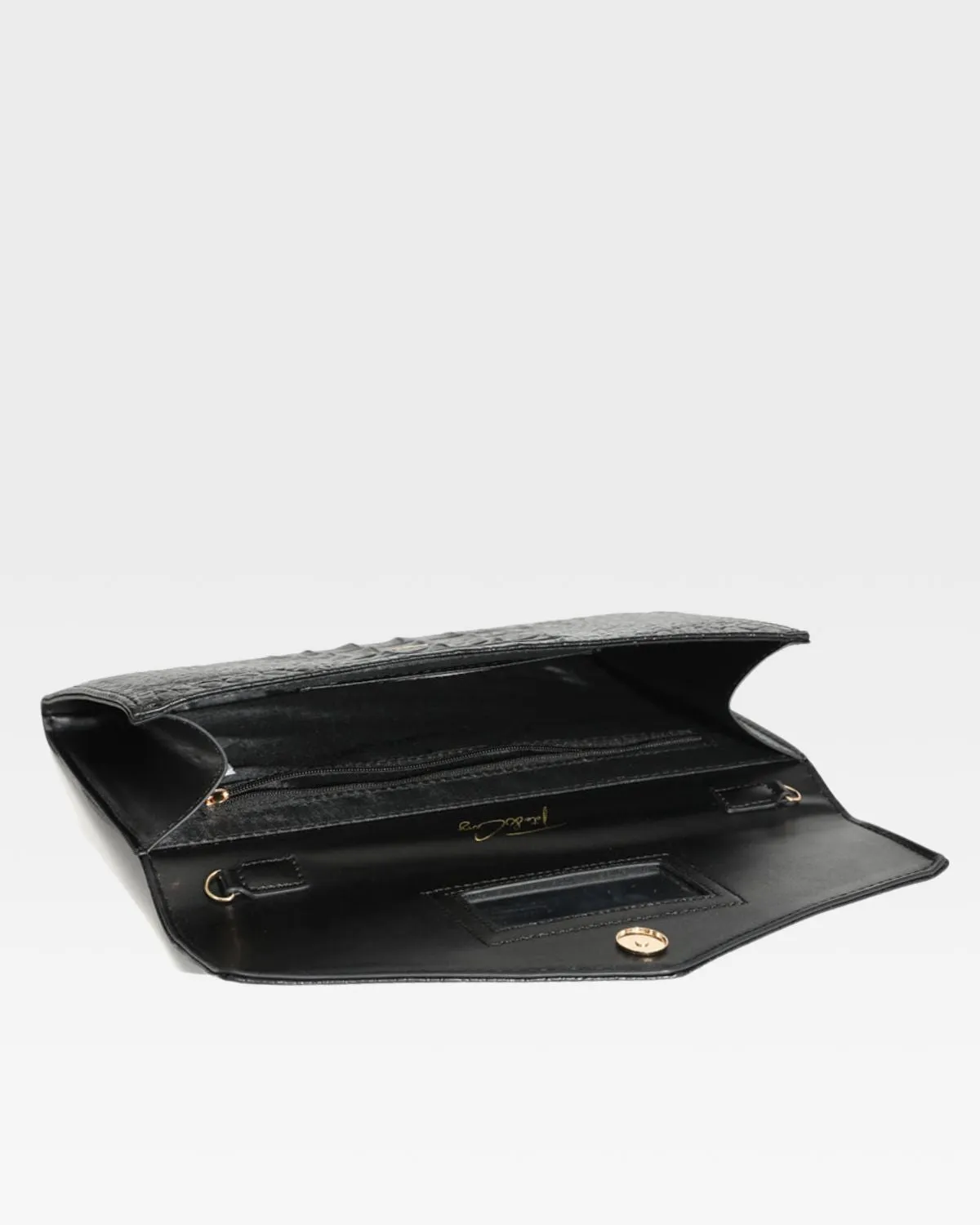 Black Apollo 2 Faux Crocodile Skin Clutch Shoulder Bag