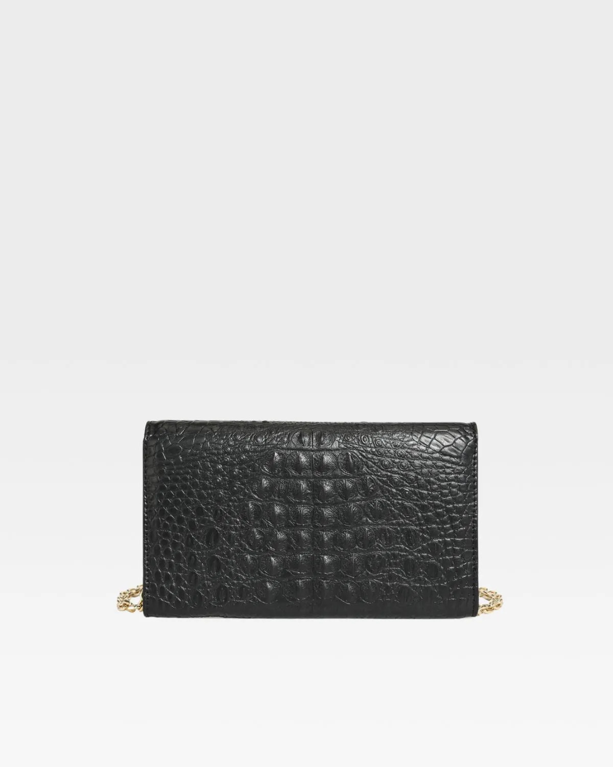 Black Apollo 2 Faux Crocodile Skin Clutch Shoulder Bag