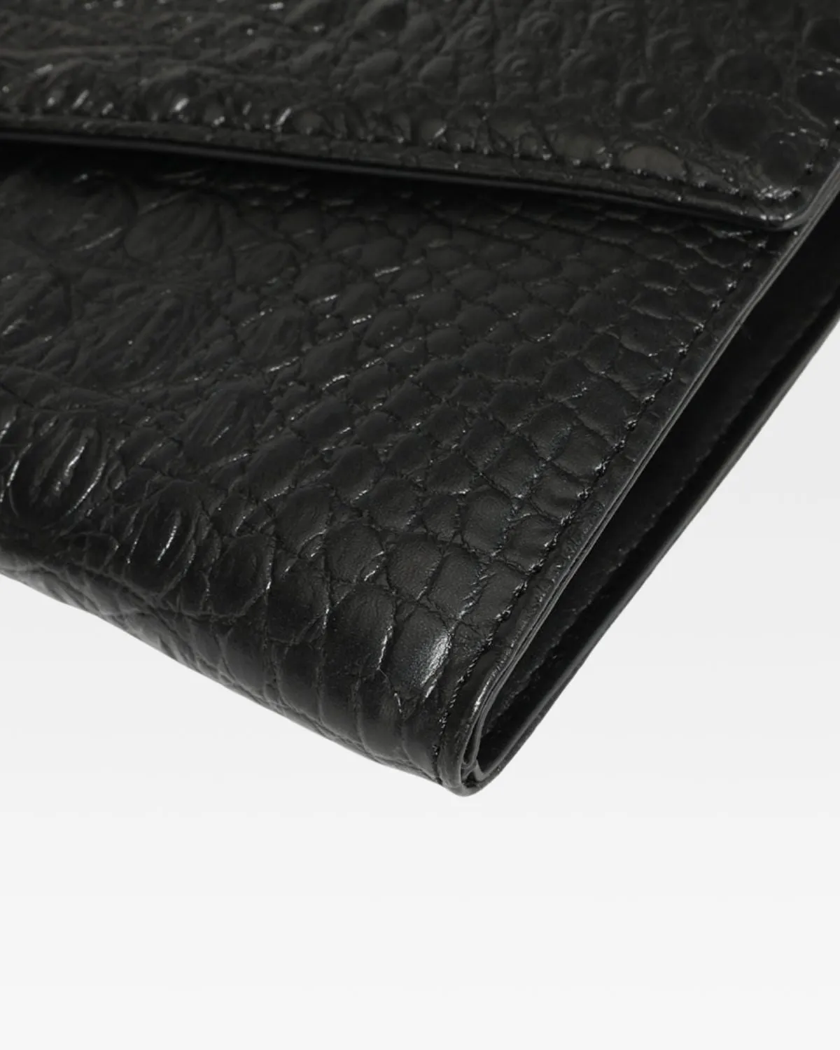 Black Apollo 2 Faux Crocodile Skin Clutch Shoulder Bag