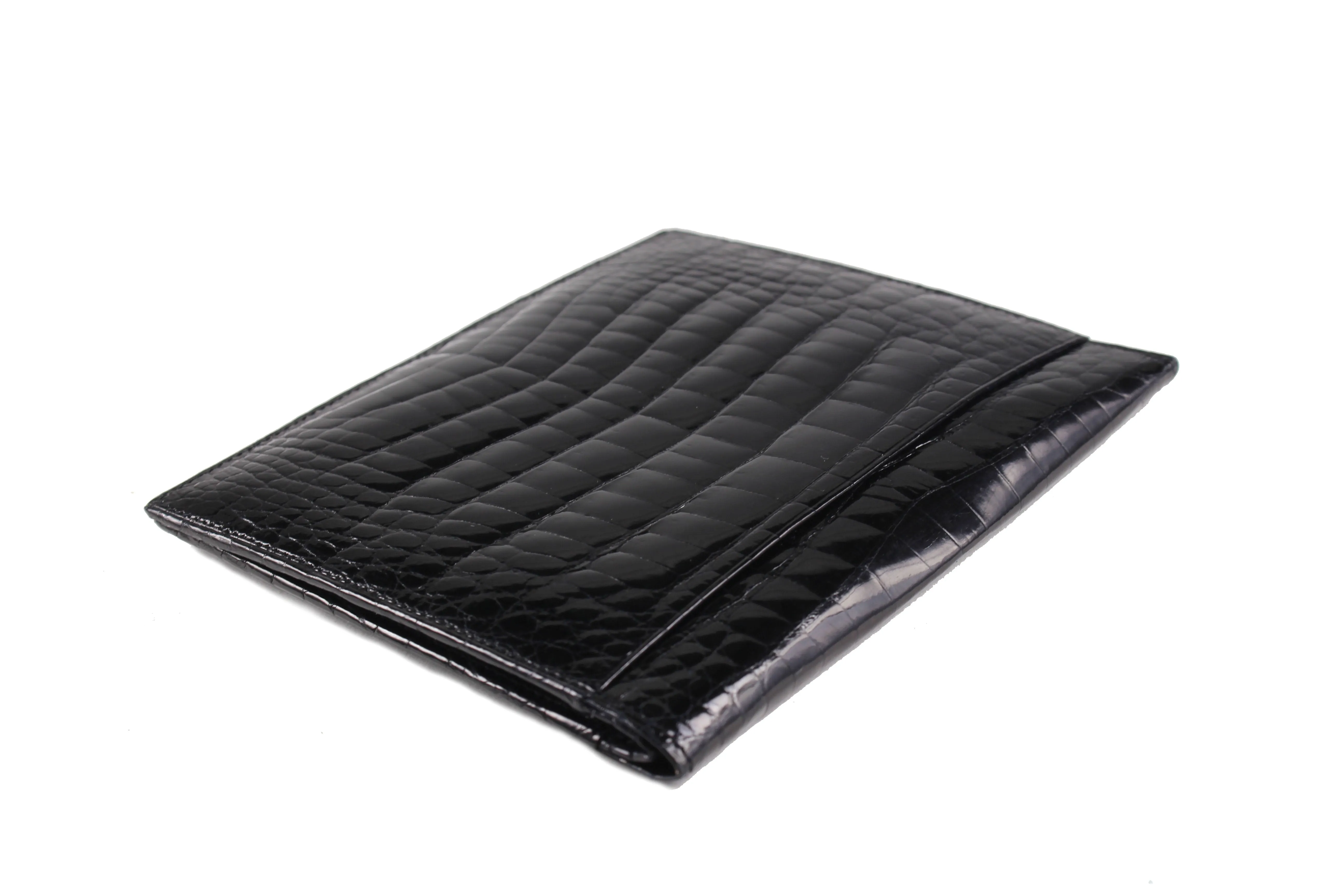 Black baby crocodile skin wallet