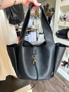 Black Faux Leather Shoulder Bag