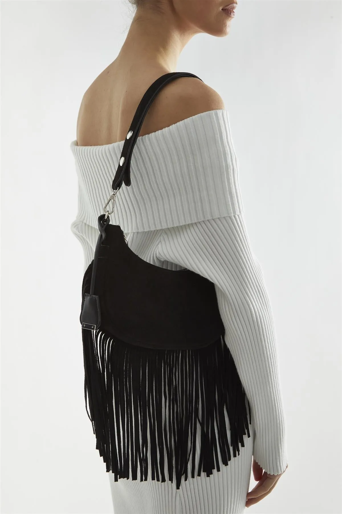 Black Fringe Shoulder-Bag