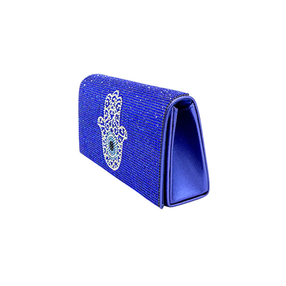 Bling Evil Eye Hamsa Hand Evening Clutch Crossbody Bag