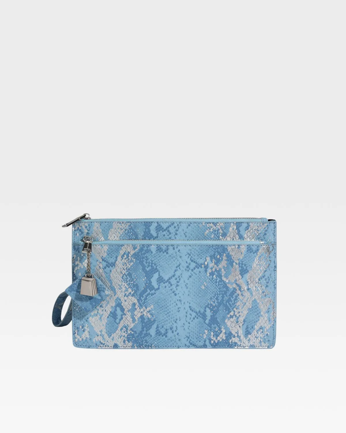 Blue Faux Python Clutch Handbag