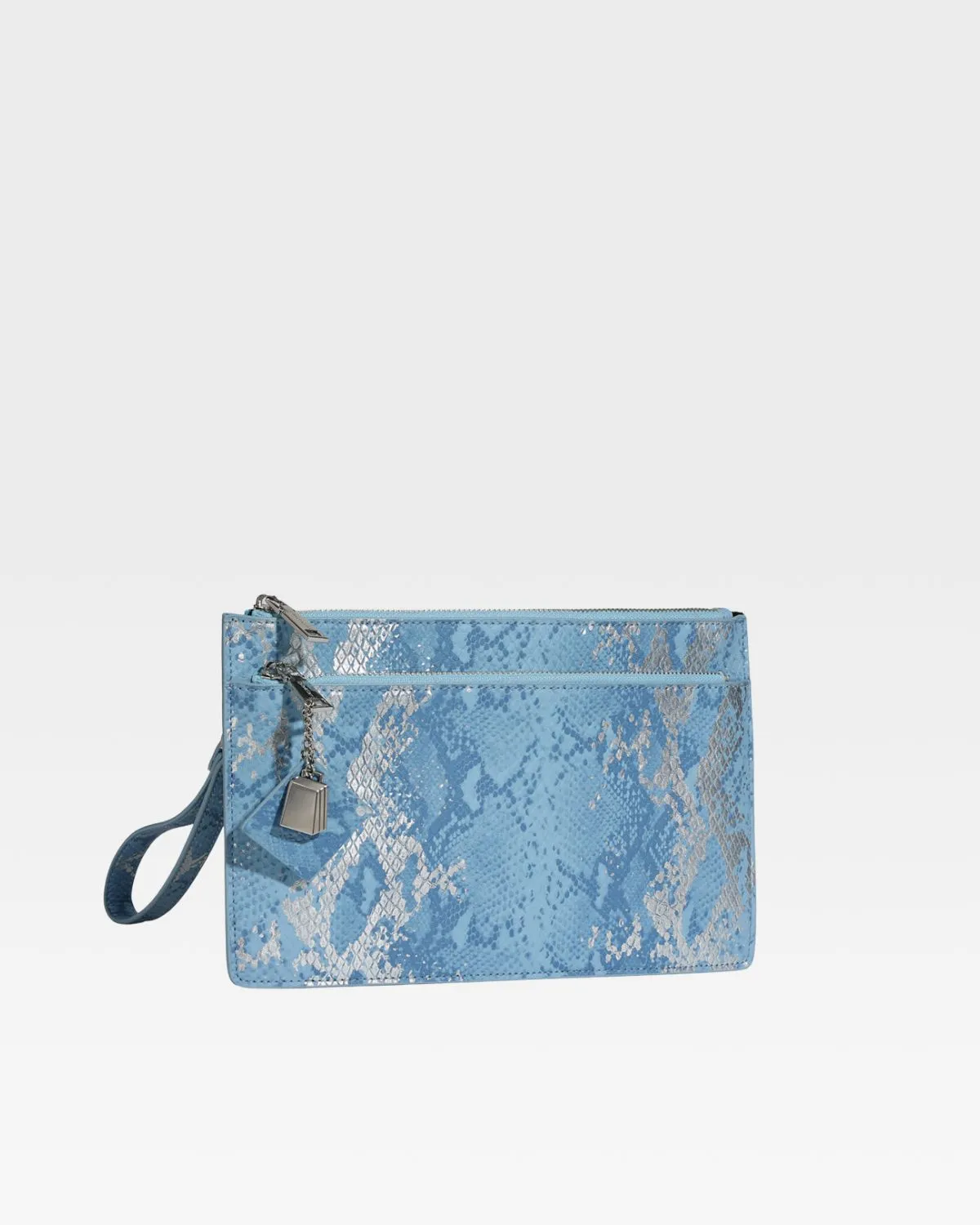 Blue Faux Python Clutch Handbag