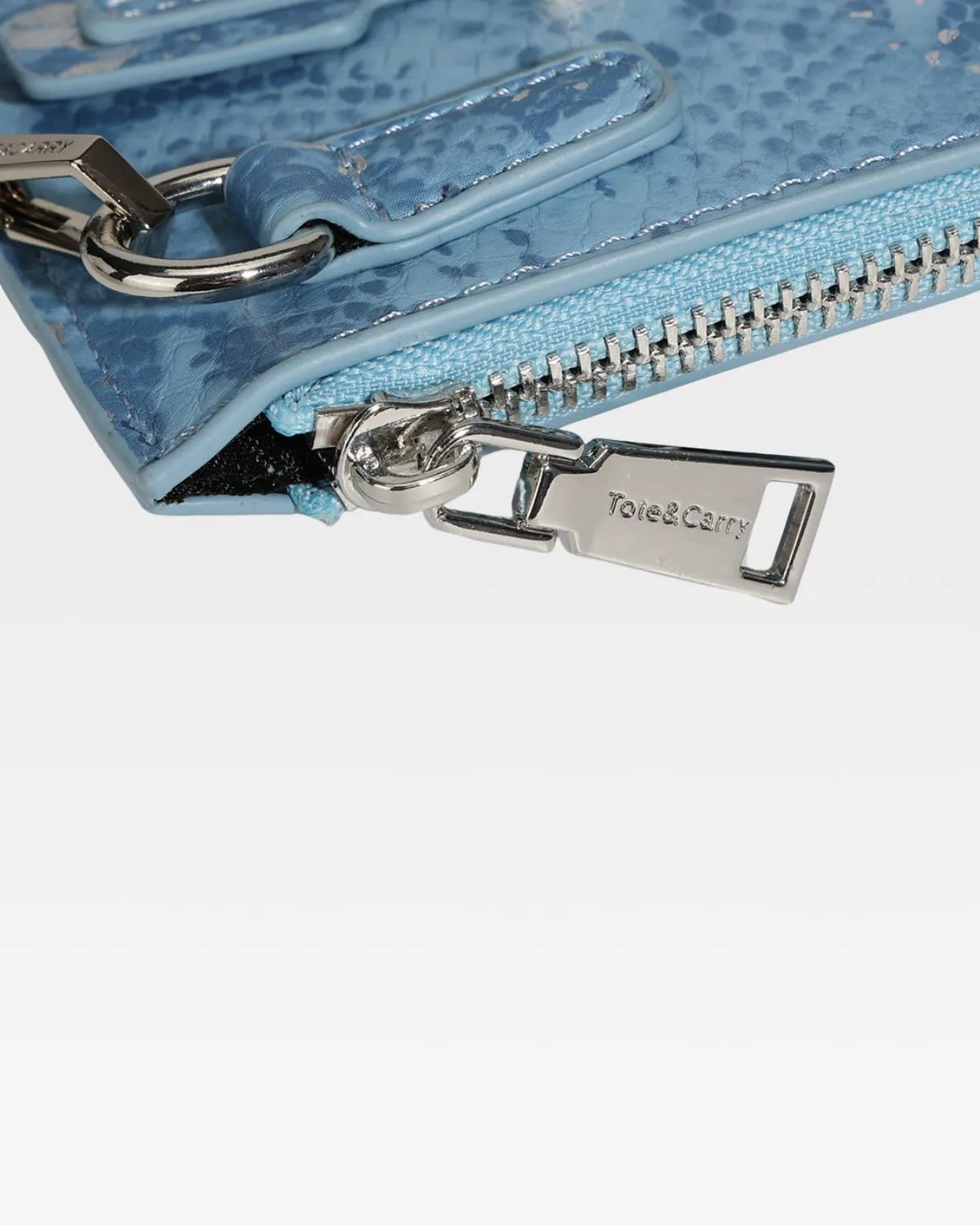 Blue Faux Python Clutch Handbag