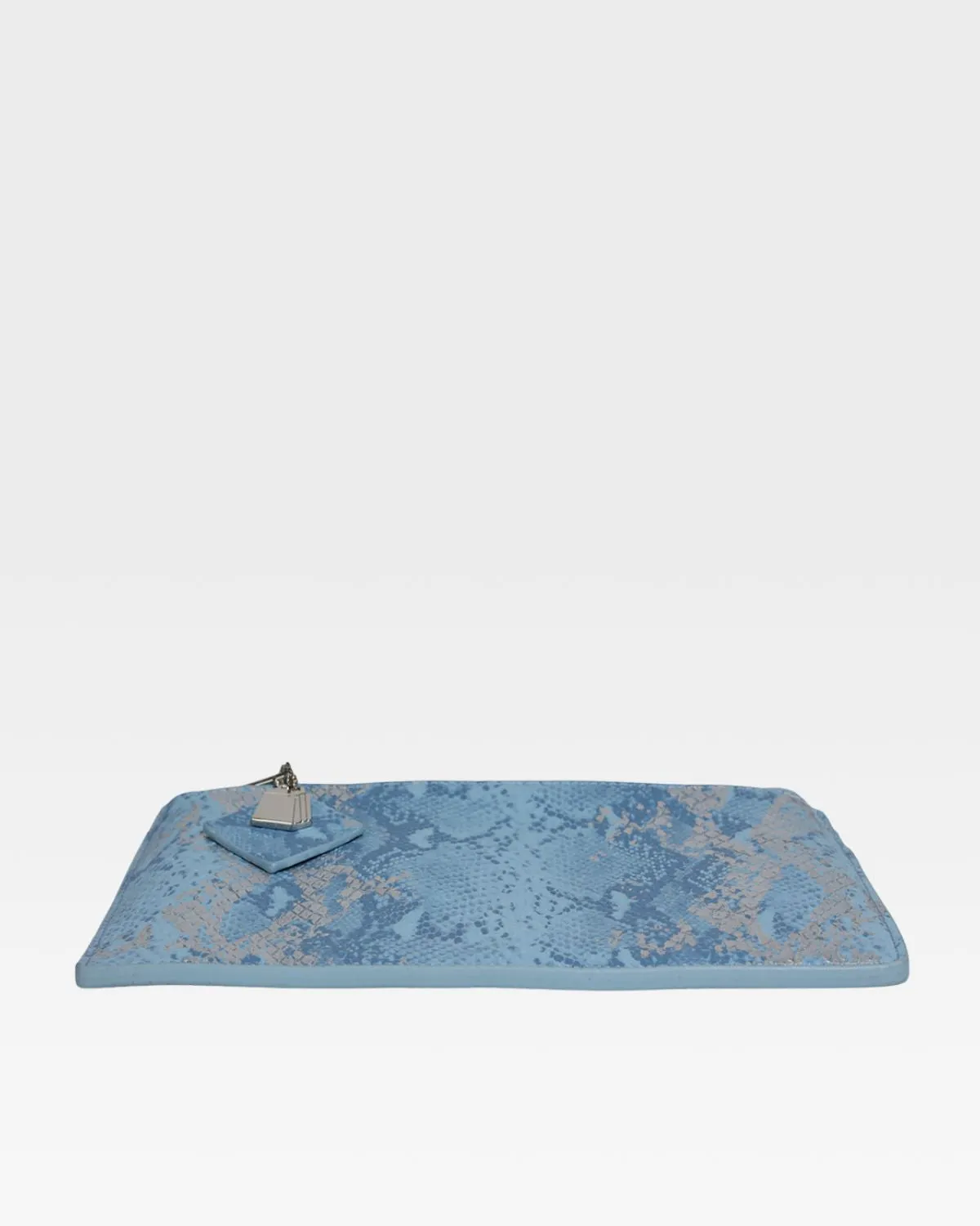 Blue Faux Python Clutch Handbag