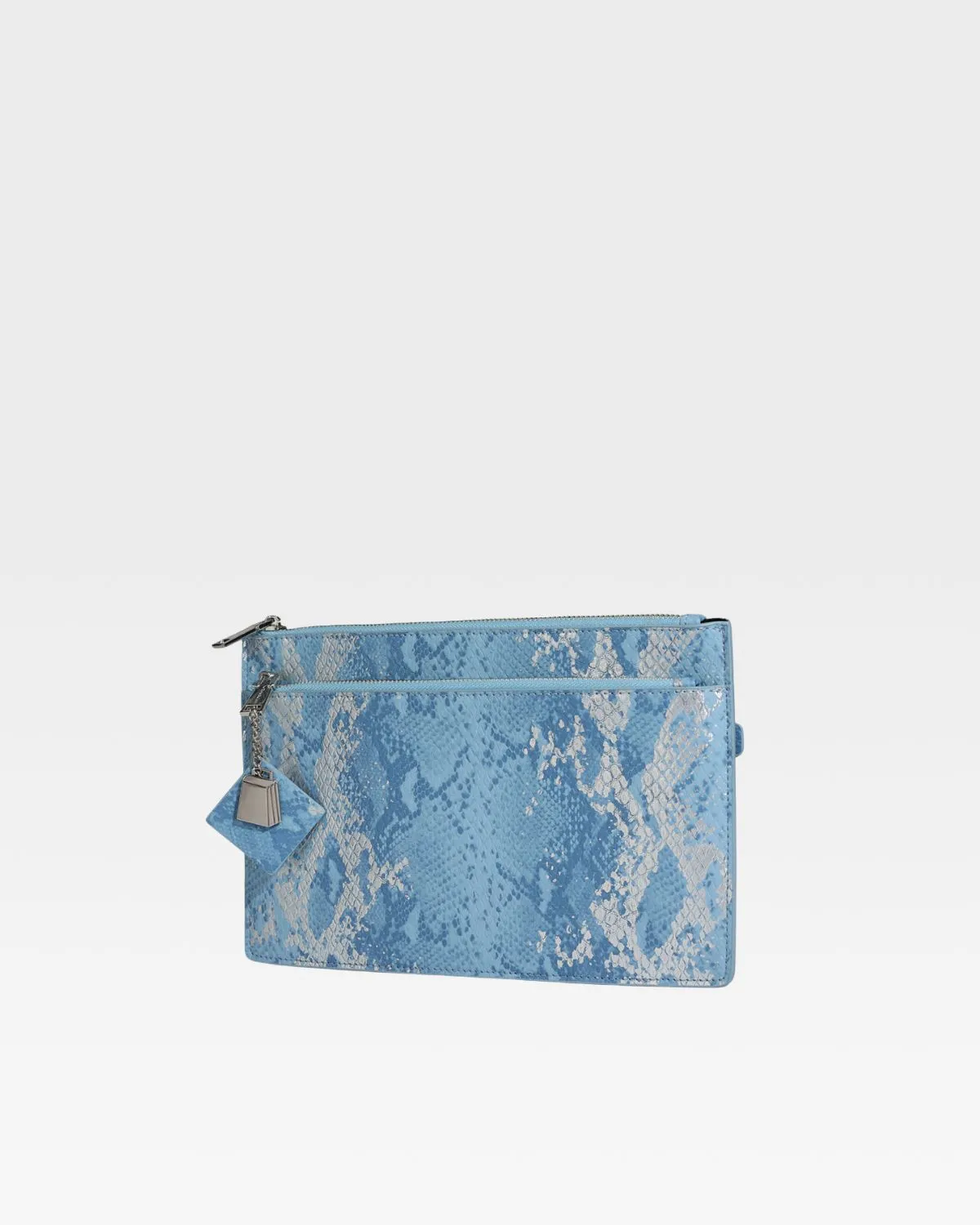 Blue Faux Python Clutch Handbag