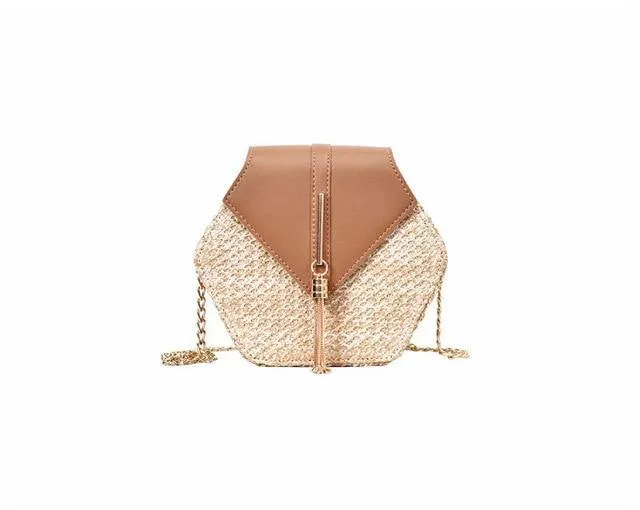 Bohemian Hexagon Straw Handbag