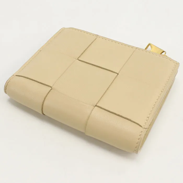 BOTTEGAVENETA Small Bifold Wallet cassette Folded wallet leather beige Women