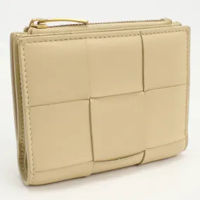 BOTTEGAVENETA Small Bifold Wallet cassette Folded wallet leather beige Women