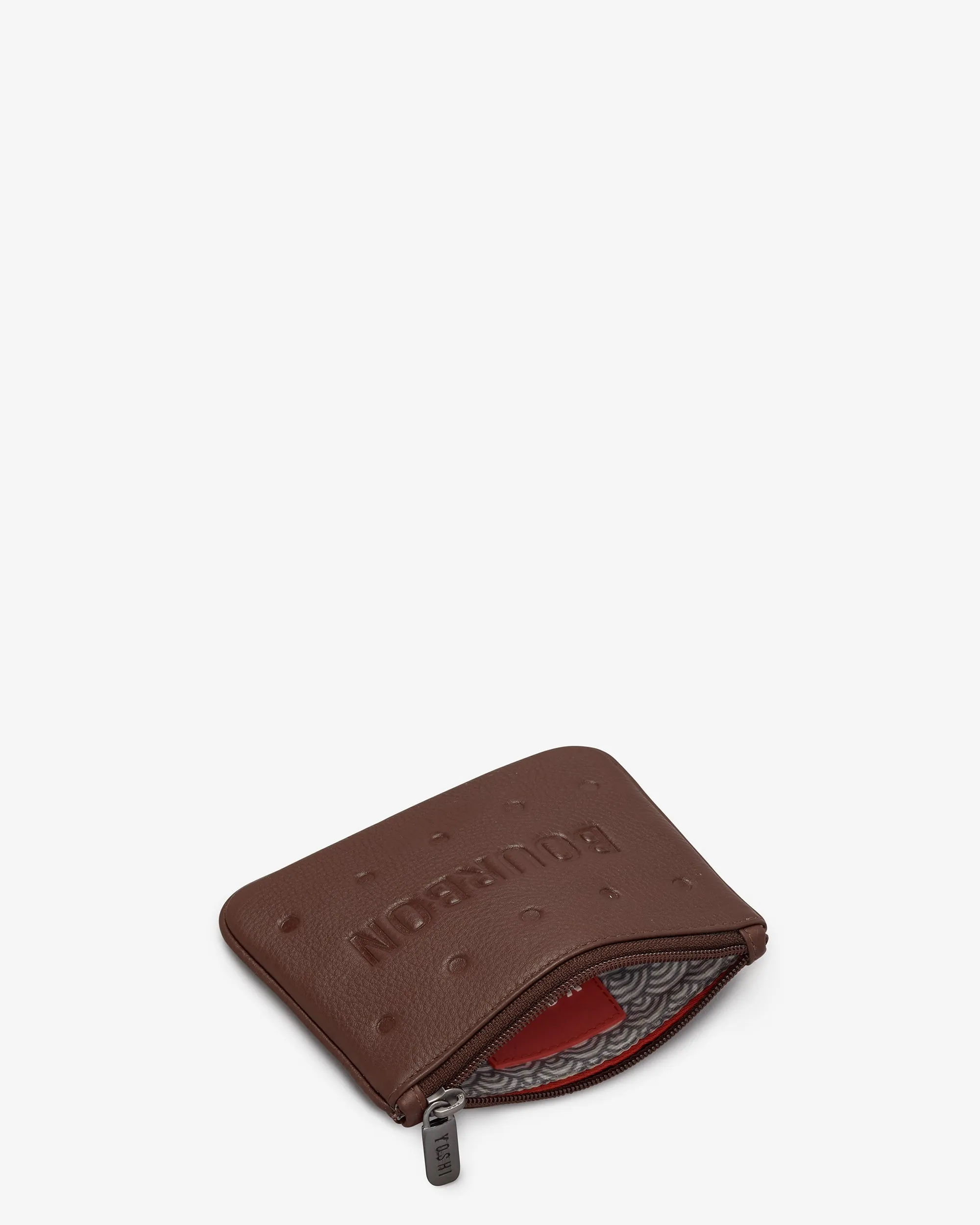 Bourbon Biscuit Leather Zip Top Purse