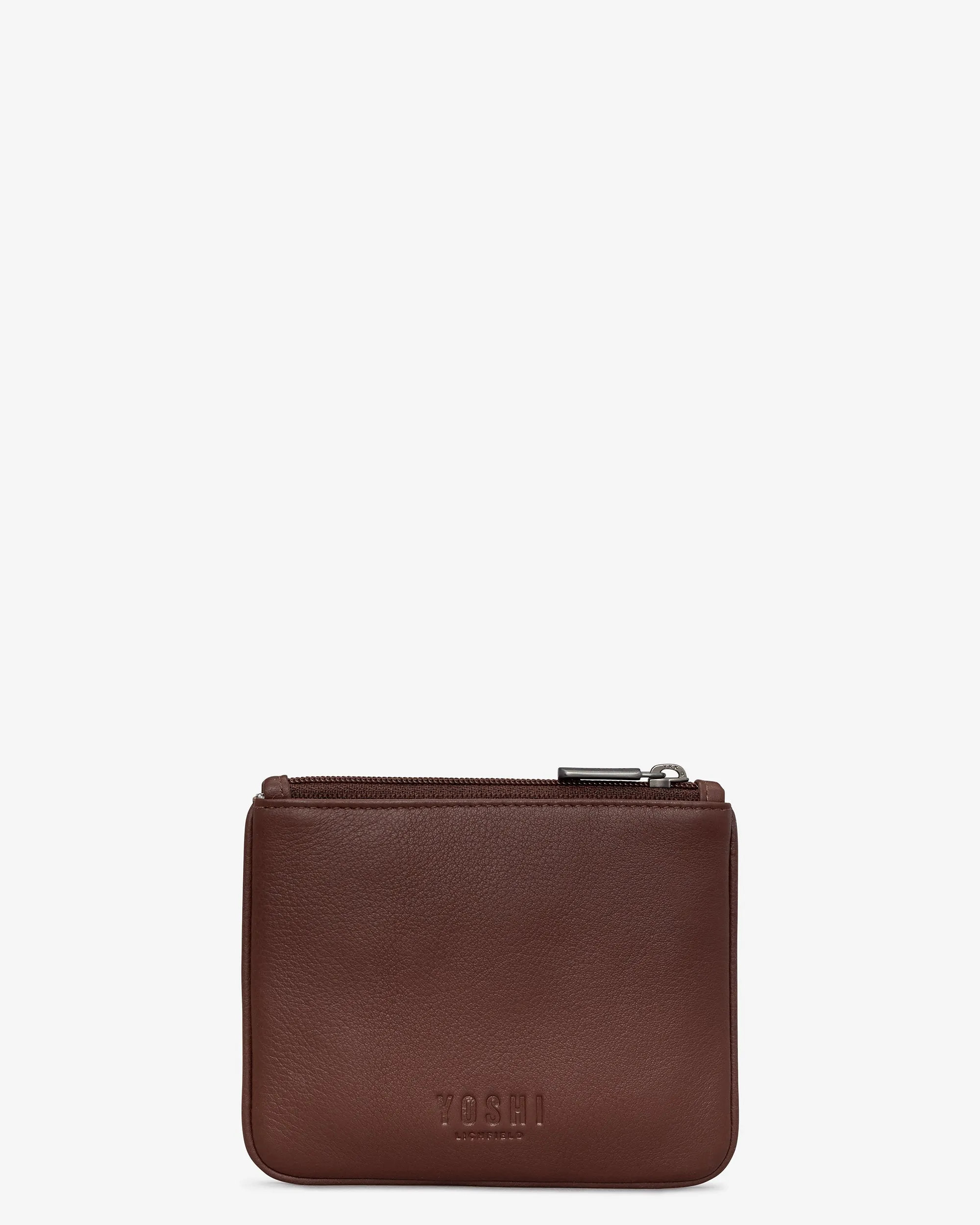 Bourbon Biscuit Leather Zip Top Purse