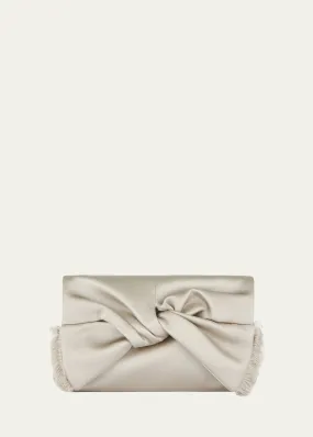 Bow Clutch Bag in Double Satin