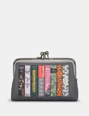 Brontë Bookworm Grey Leather Aubrey Frame Purse