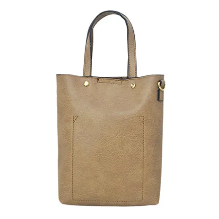 Camel Faux Leather NGIL Bucket Handbag