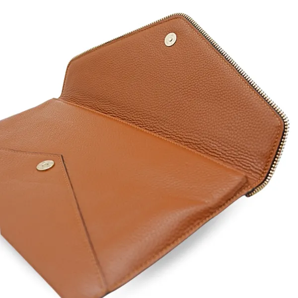 CASTLECRAG - Tan Clutch Bag with Zip Detail