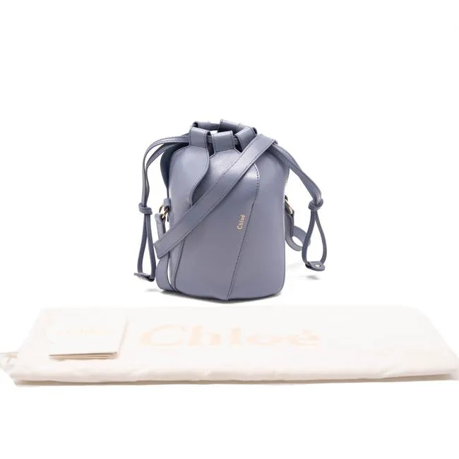 Chloe Bucket Tulip Mini Cross Body Blue Leather Shoulder Bag