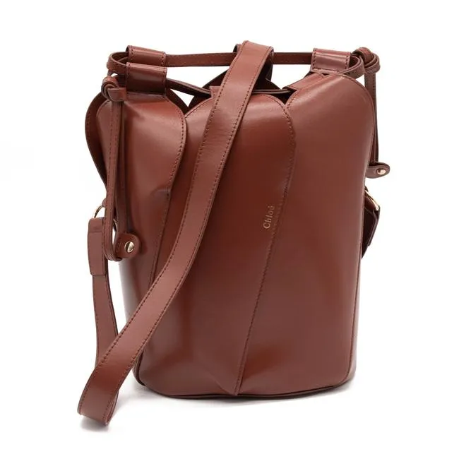 Chloe Bucket Tulip Small Sepia Brown Leather Cross Body Bag