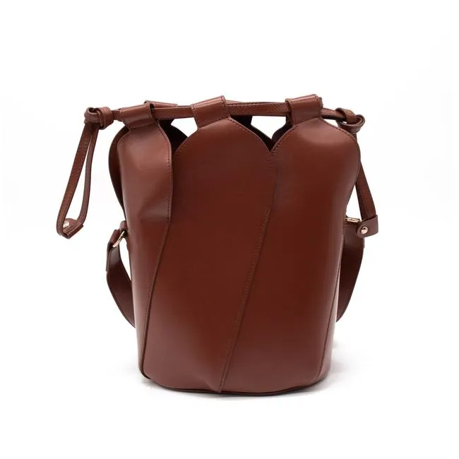 Chloe Bucket Tulip Small Sepia Brown Leather Cross Body Bag