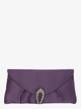 Clutch bag in purple satin