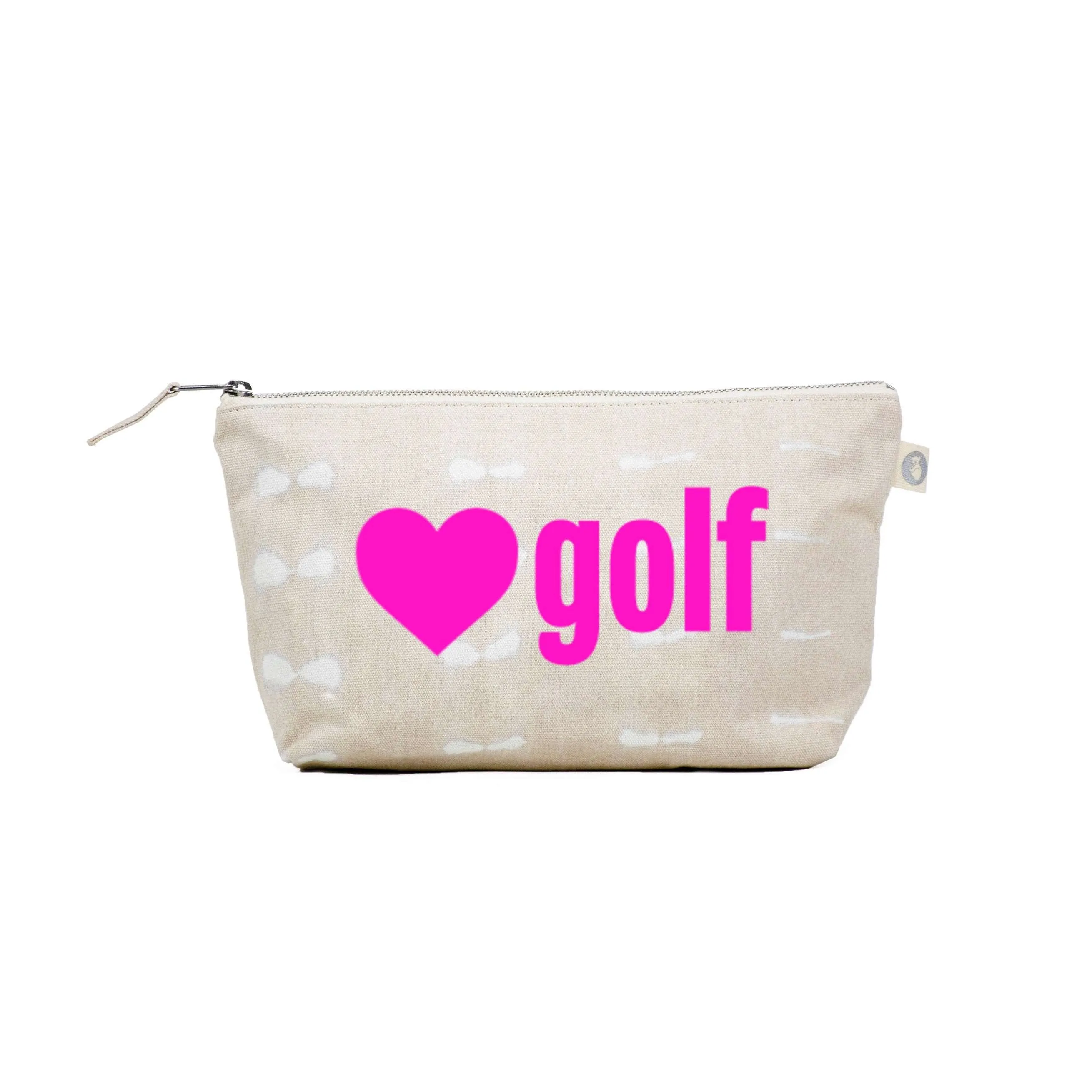 Clutch Bag Stone Shibori with Neon Pink Matte Heart Golf