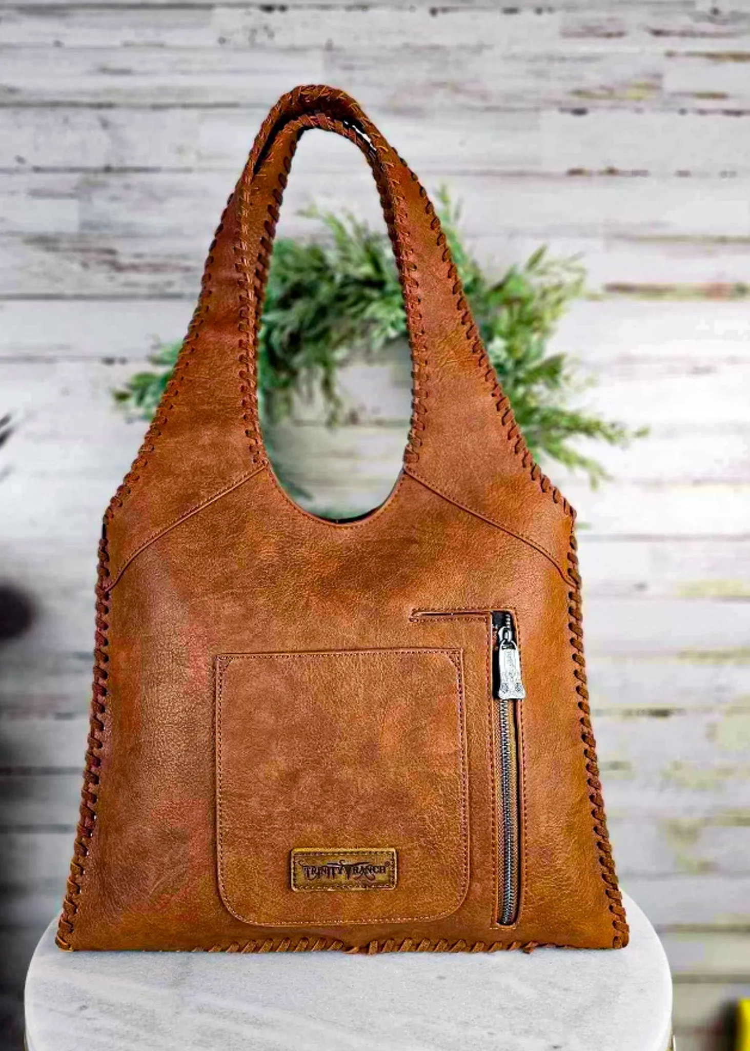 Concealed Carry Brown Fringe Hobo Handbag