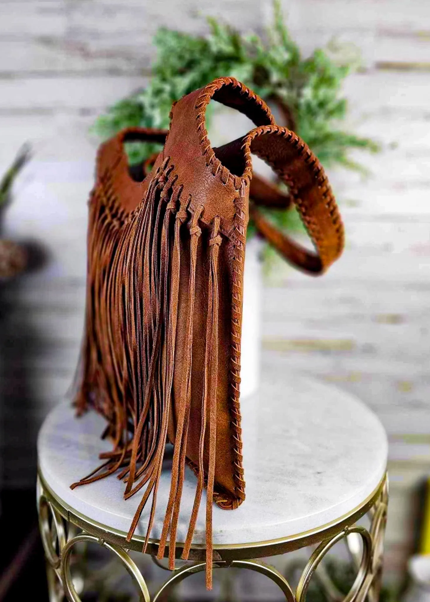 Concealed Carry Brown Fringe Hobo Handbag