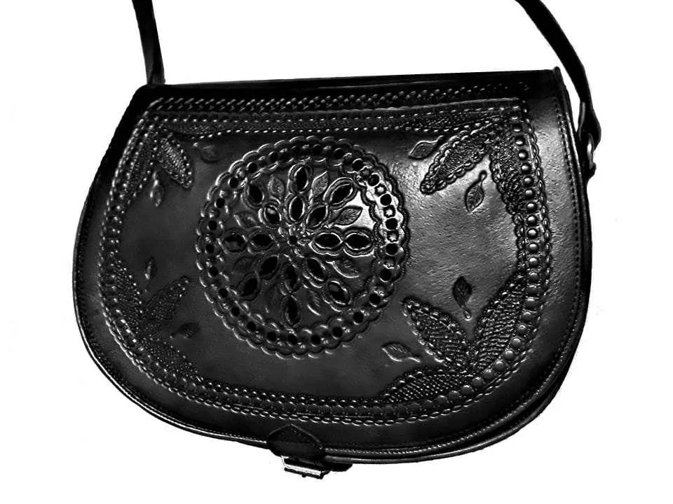 Creation of Marrakesh - Black Leather Shoulder Bag