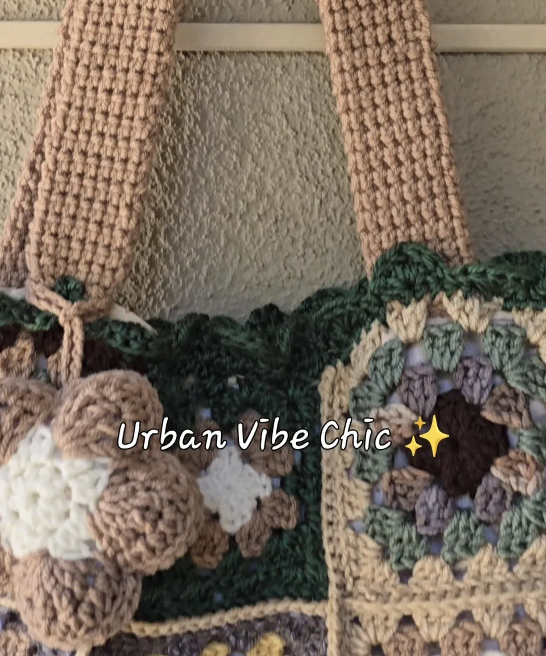 Crochet Tote Bag, Crochet Shoulder Bag - Natural