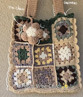 Crochet Tote Bag, Crochet Shoulder Bag - Natural