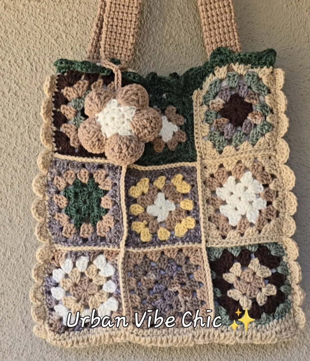 Crochet Tote Bag, Crochet Shoulder Bag - Natural