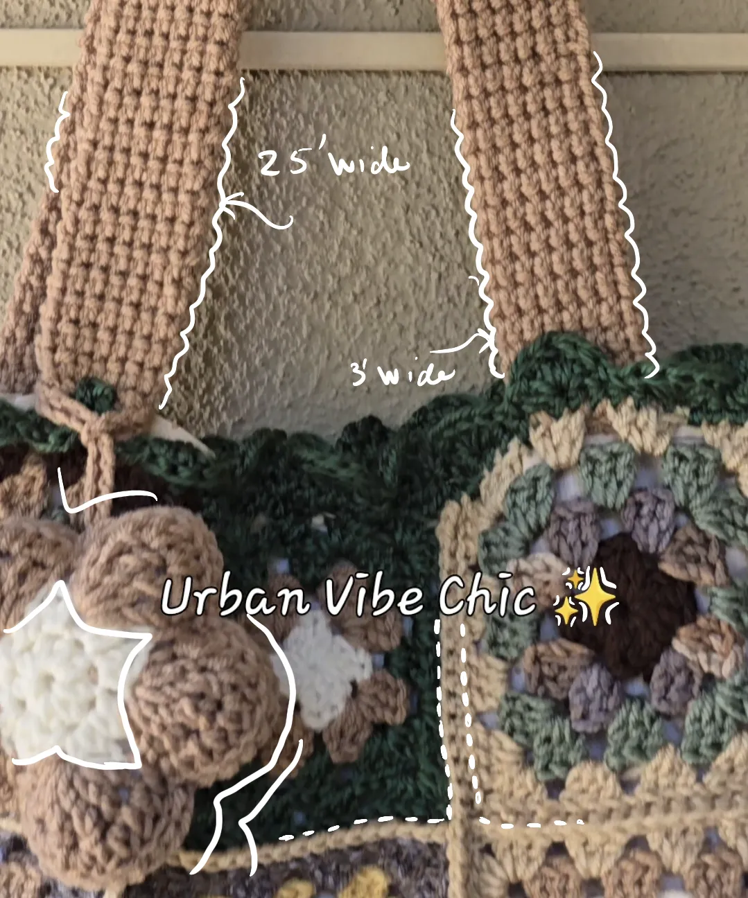 Crochet Tote Bag, Crochet Shoulder Bag - Natural