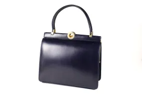 Dark blue leather frame handbag