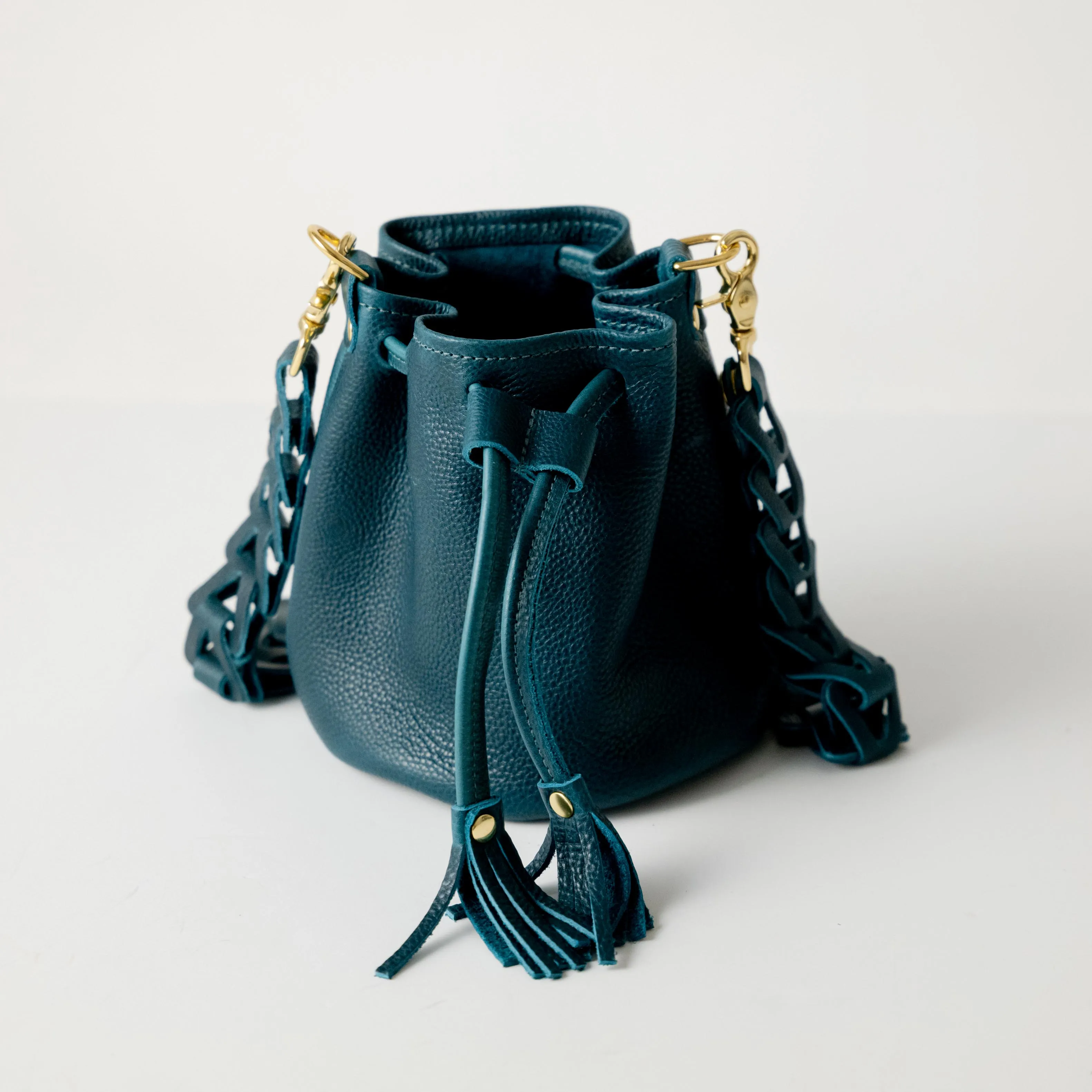 Dark Teal Bulldog Mini Bucket Bag