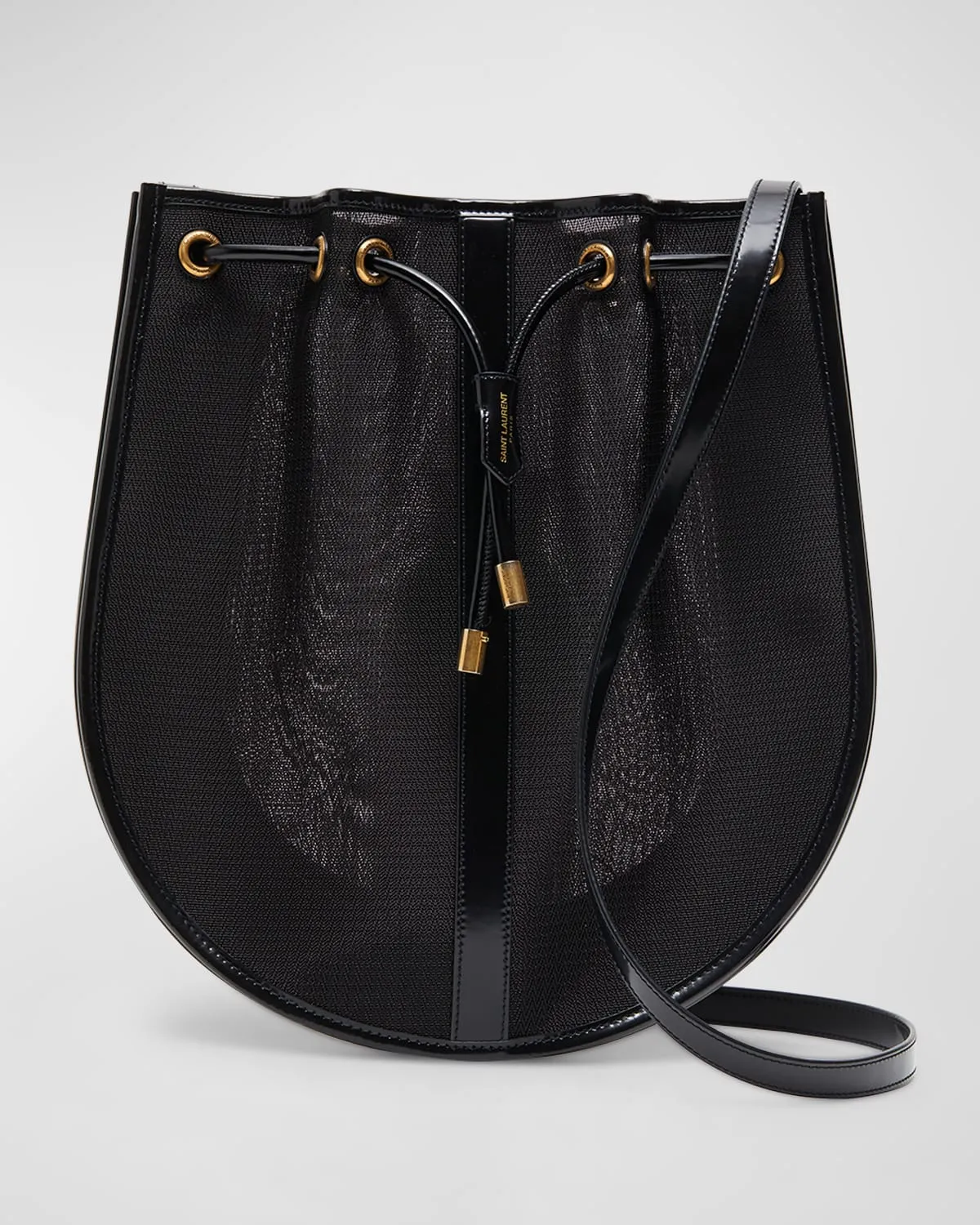 Daryl Shoulder Bag in Mesh and Patent Leather