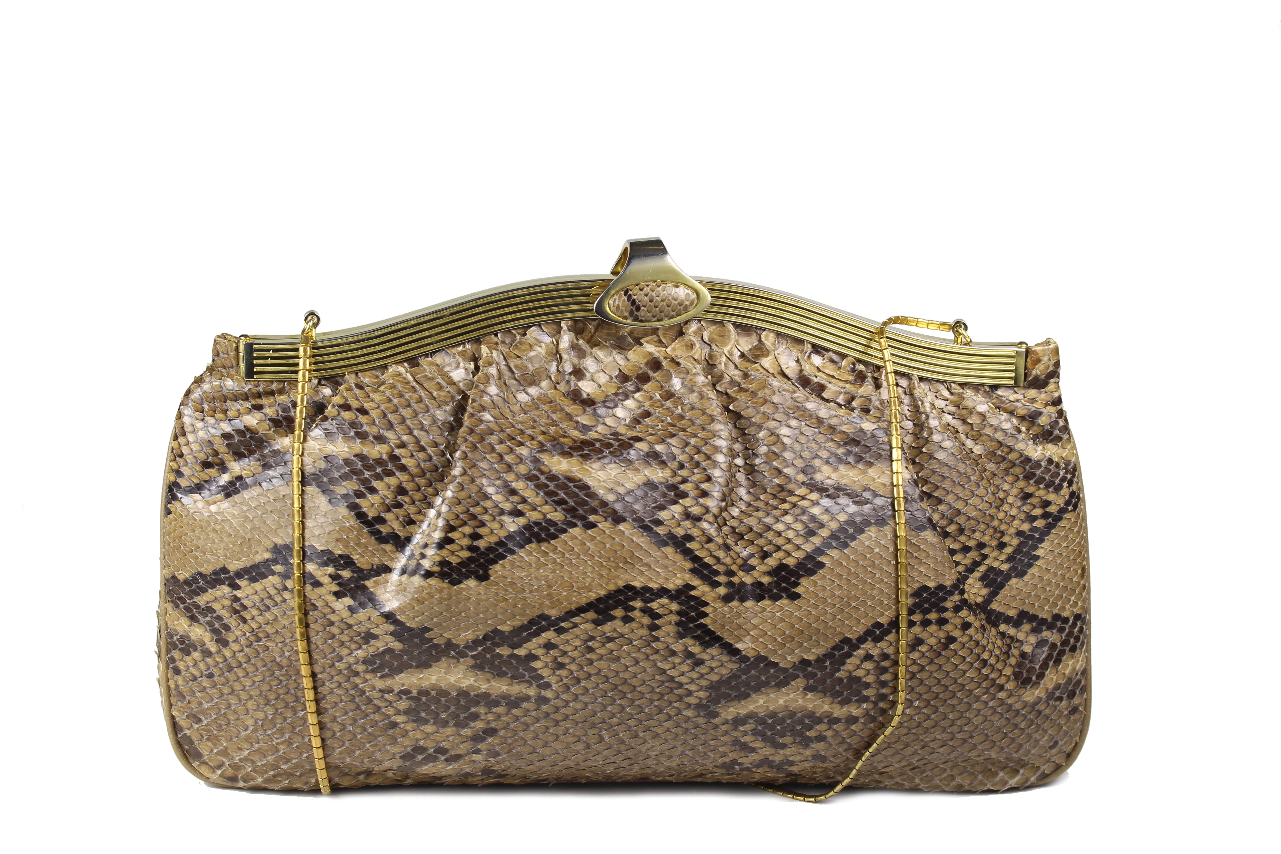 FINESSE La MODEL taupe python snakeskin handbag