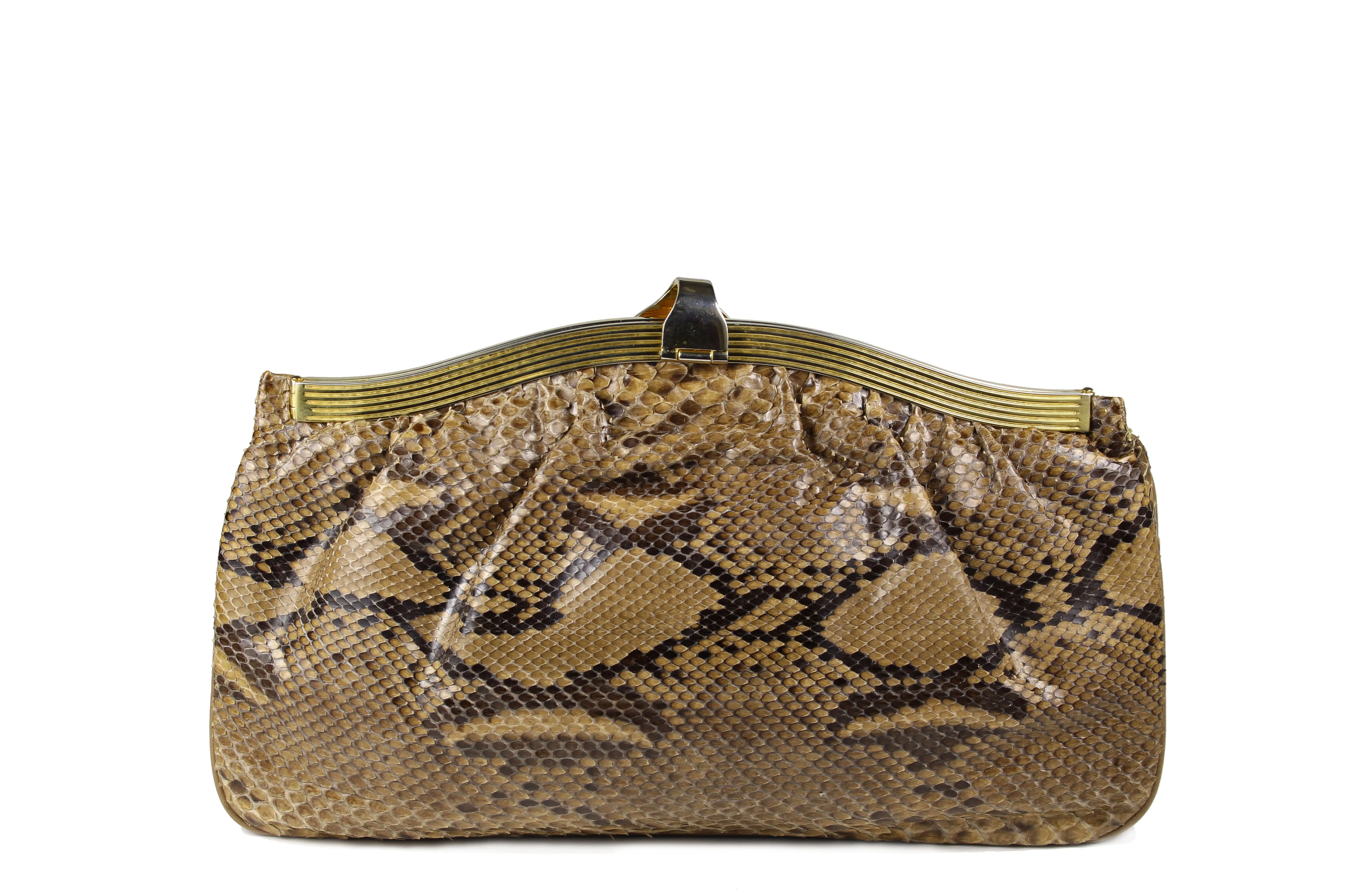 FINESSE La MODEL taupe python snakeskin handbag