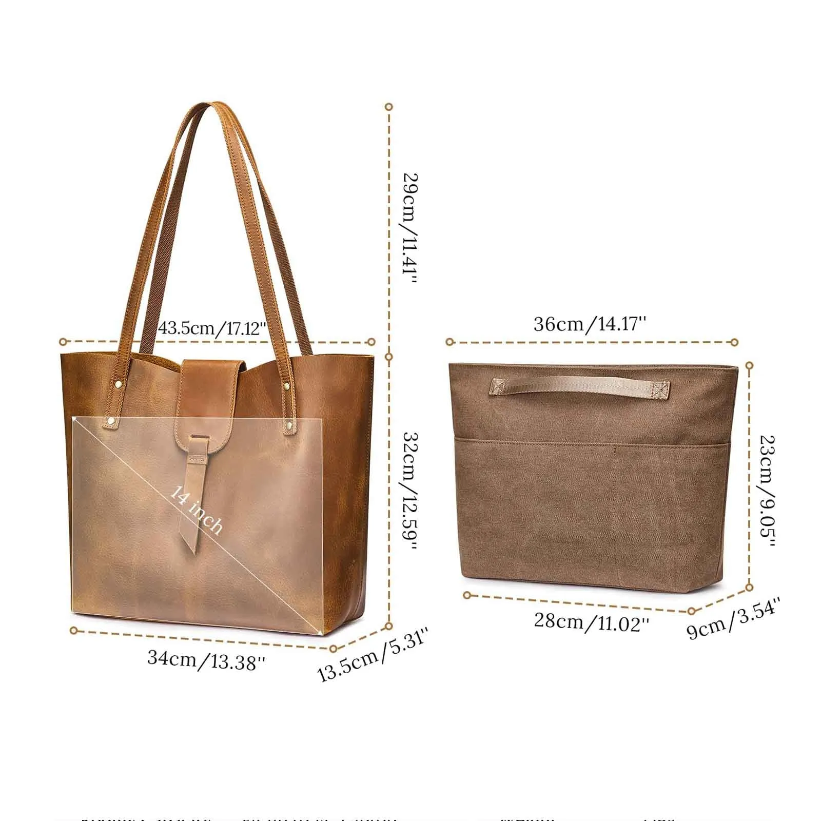 Genuine Leather Tote Purse