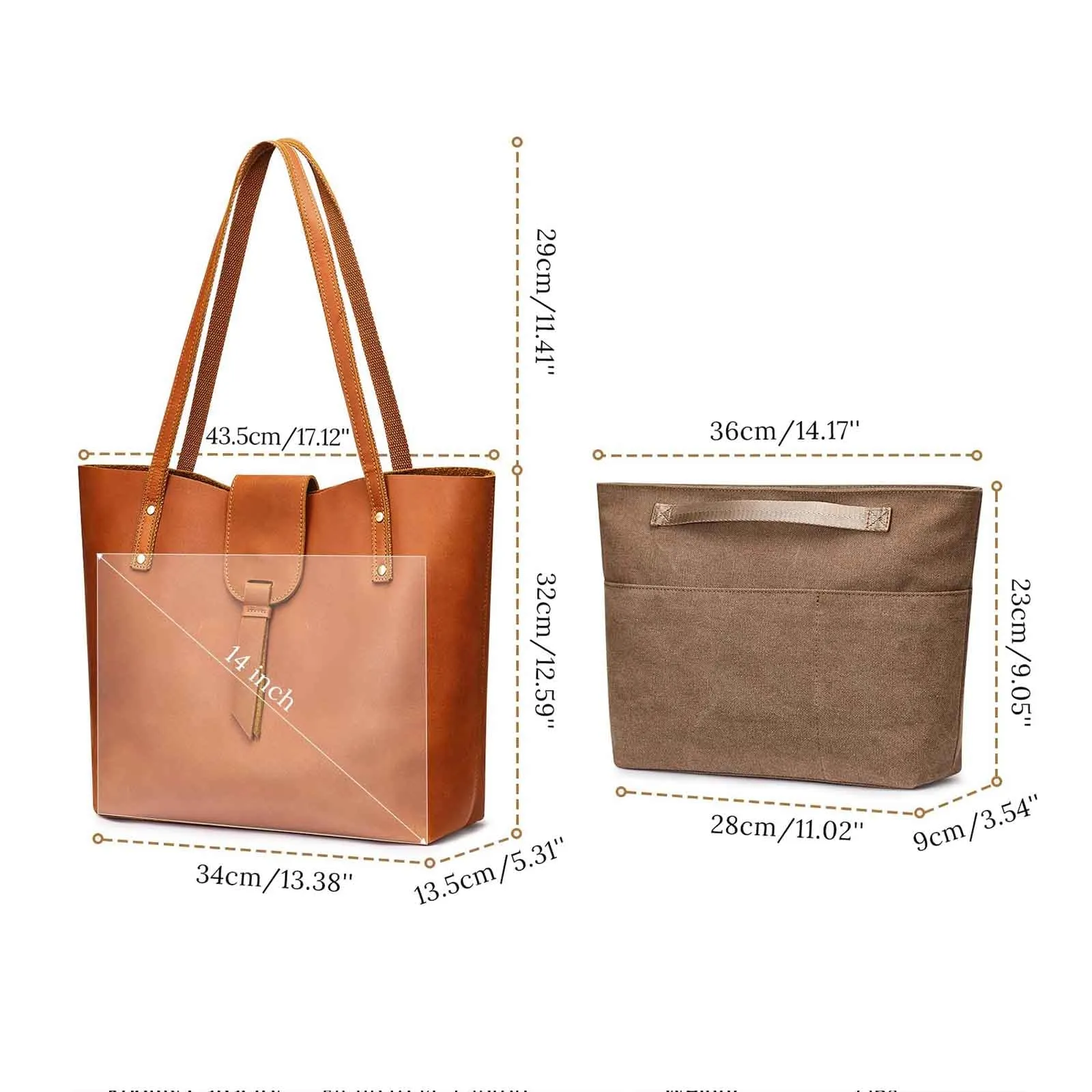 Genuine Leather Tote Purse