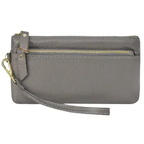 Gray NGIL Genuine Leather Wristlet Handbag