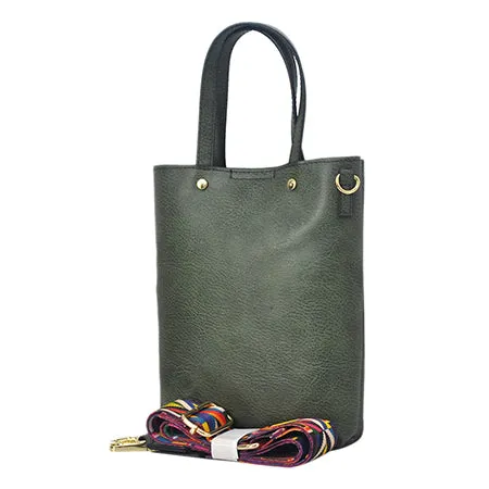 Green Faux Leather NGIL Bucket Handbag